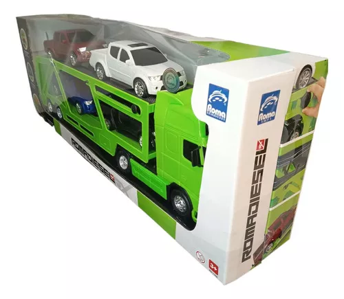 Carreta Brinquedo Cegonha Gigante Verde Fh12 Roma 80cm