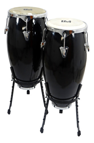 Congas De 10 Y 11 Lm Drums Cg-1200 10*11 Bk Negras De Fibra Color Negro