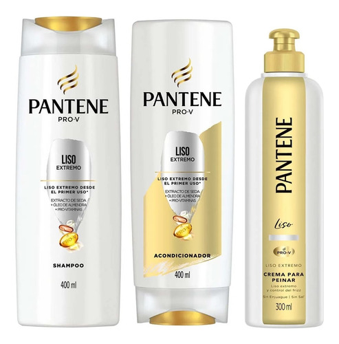 Pantene Liso Extremo 400ml Shampoo + Acondicionador + Crema