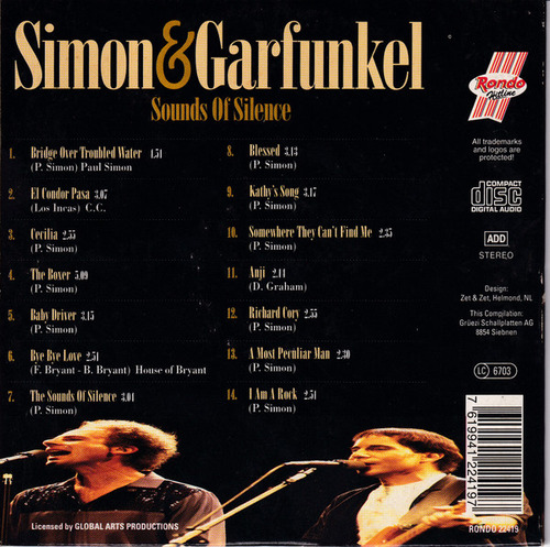 Cd Simon & Garfunkel - Sounds Of Silence (importado Lacrado) Versão Do Álbum Estandar