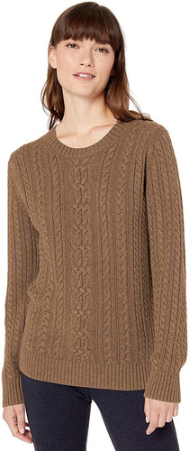 Amazon Essentials Women's Fisherman Cable Crewneck Sweater 