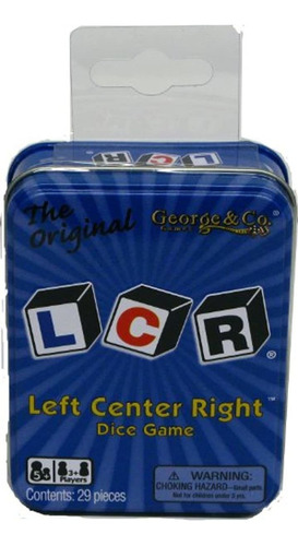 Lcr Left Center Right Dice Juego - Blue Tin (2)