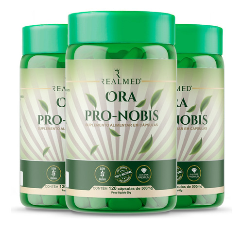 0ra Pro-nobis Original Realmed 120 Cápsulas - 3 Unidades