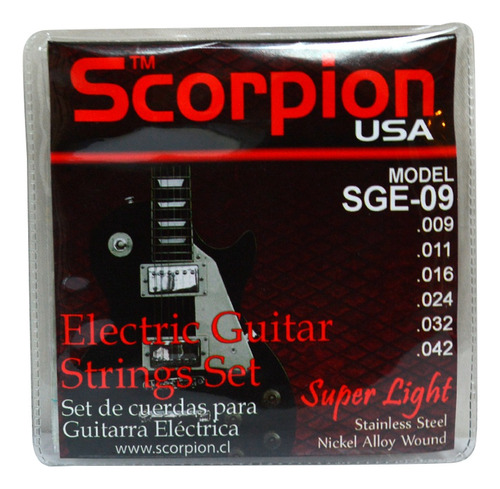 Set De Cuerdas Para Guitarra Electrica Mod.sge-09 Scorpion