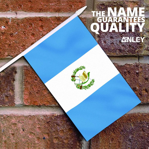 Mini Banderas Anley , Con Vara, Por 12 Unidades De Guatemala
