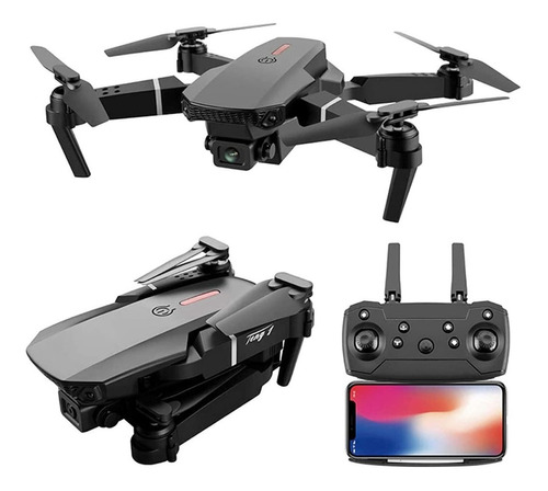 Drone Plegable Rc E88 Versión 2 720p Hd Dual Cámara Wifi Fpv