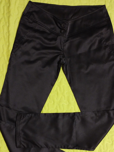 Pantalón Raso Negro Elastizado.talle 36. Tiro Bajo