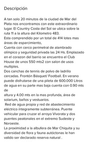 Permuta Venta Lote De Terreno Mar Chiquita Mar Del Plata Country Costa Del Sol