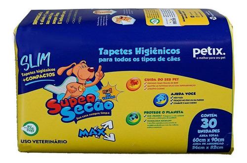 Tapete Higiênico Super Secão Max Slim Petix C/30 Unidades