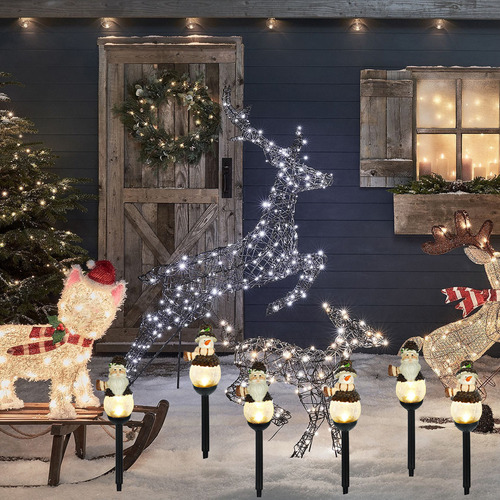 Juego Mixto De Luces Solares Navideñas Con Muñeco De Nieve D
