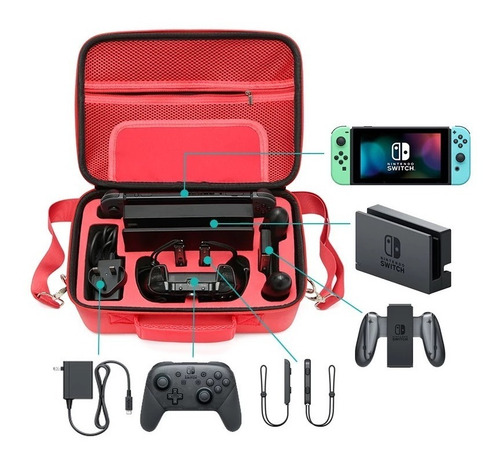 Imagen 3 de 7 de Maleta Bolso Nintendo Switch Oled + Lamina Mica De Vidrio