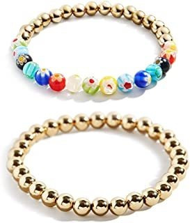 Pulseras De Cuentas Coloridas Para Las Mujeres 14k Chapa Pbh