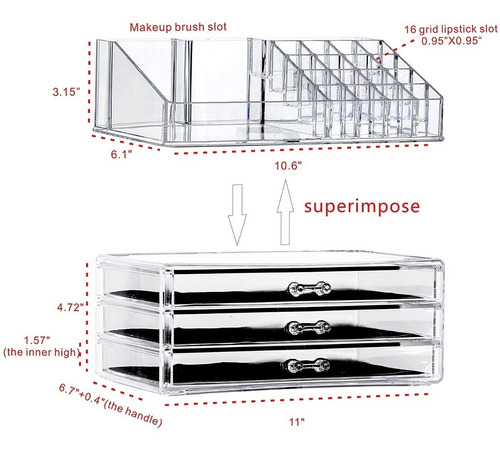 Imagen 4 de 6 de Gabinete Organizador De Acrilico Para Cosmeticos Joyas 2 Pzs
