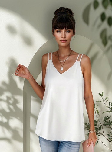 Blusa Tirantes Dobles Escote V Y Espalda Cruzada #30