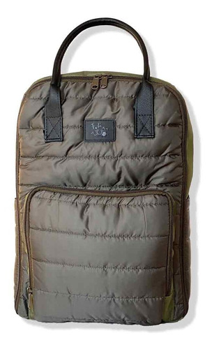 Mochila Maternal Poly Verde Militar Con Cambiador + Bolsillo