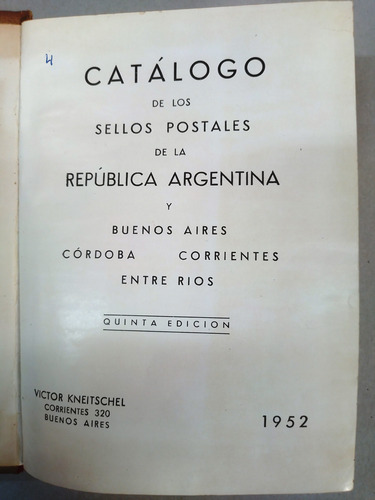 Libro Catálogo Sellos Postales Argentina 1952 (Usado)