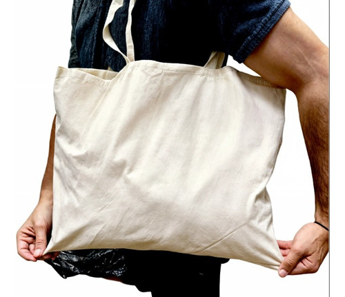 10 Bolsas Tote Grande Lienzo 50x40 - Ecológica 100% Algodón Tela Lisa