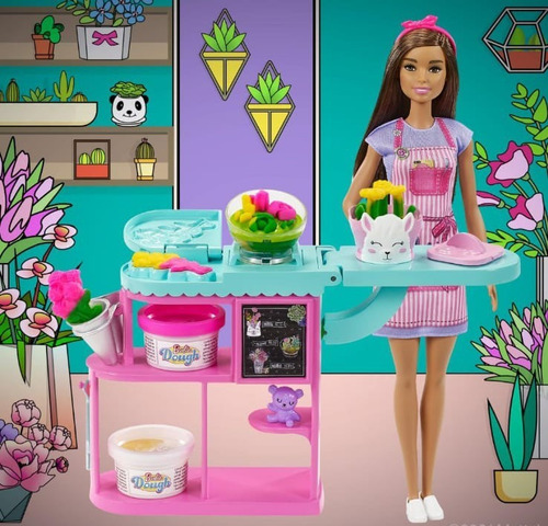 Imagen 2 de 8 de Barbie Florista + Moldes + Plastilina Mattel Original Niñas