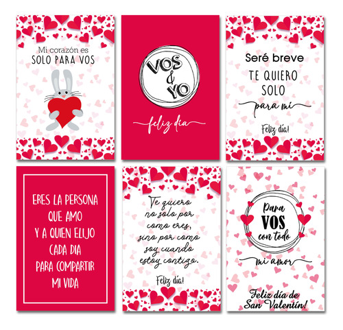 Tarjetas Día De San Valentín Enamorados 2 - Kit Imprimible