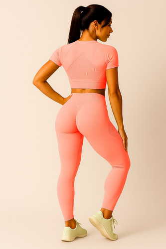 Conjunto Deportivo Mujer Irun Calza Push Up Frunce + Remera