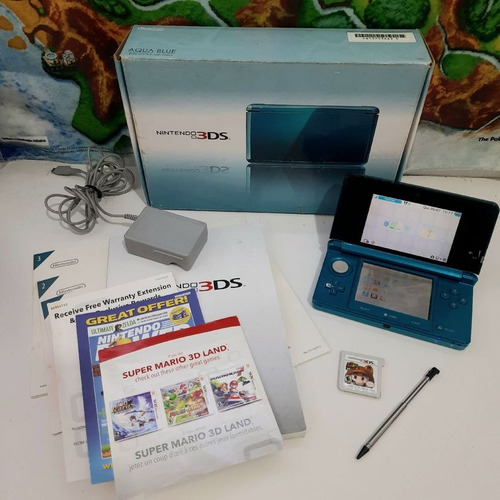Nintendo 3ds Com Caixa E Jogo Original Mario 3d Land Azul (Usado)