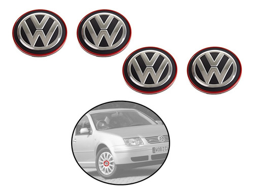  4 Centros De Rin Volkswagen Jetta A4 99-07 Filo Rojo 56 Mm