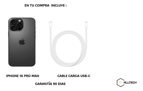 Apple Iphone 16 Pro Max (256 Gb) - Titanio Negro Negro (Usado)