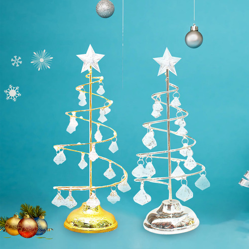 Lámpara De Árbol De Navidad En Espiral De Metal Con Colgante