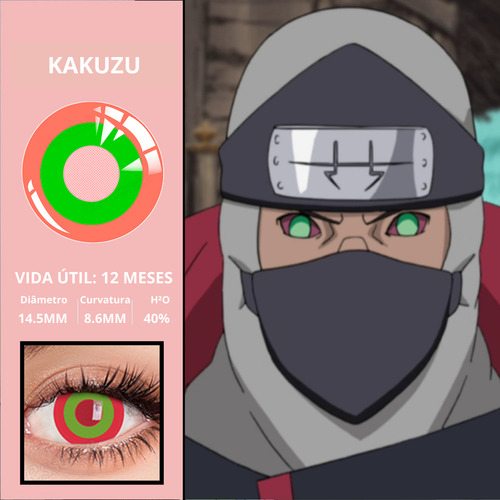 Lentes Contato Kakuzu Akatsuki Naruto Shippuden Cosplay Mesh
