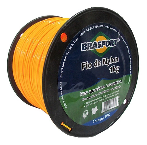 Fio Nylon Aparador Cortador Grama 2,0mm 280m Brasfort 7539 Cor Laranja