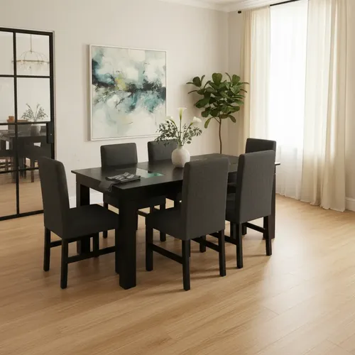 Comedor moderno extensible 160-200 cm con 6 sillas Rustik gris