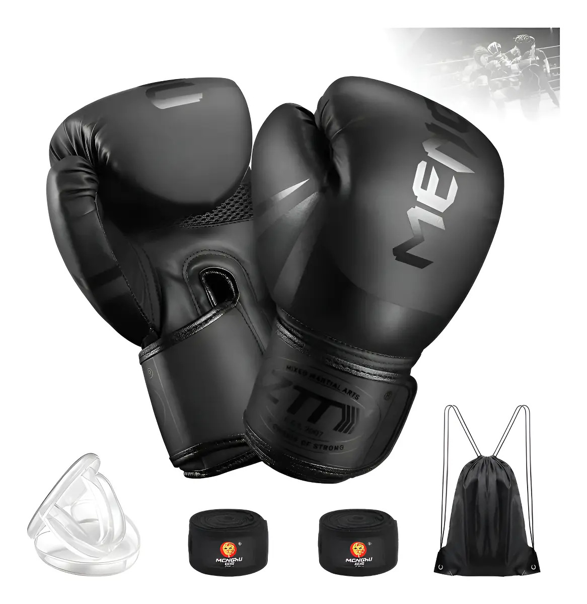 Guantes De Box Guantes Boxeo Strap Velcro 10 - 16 Oz 12oz Negro