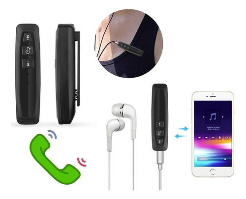 Receptor Bluetooth 3.5 Mm 3 En 1 Con Manos Libres Integrado Color Negro