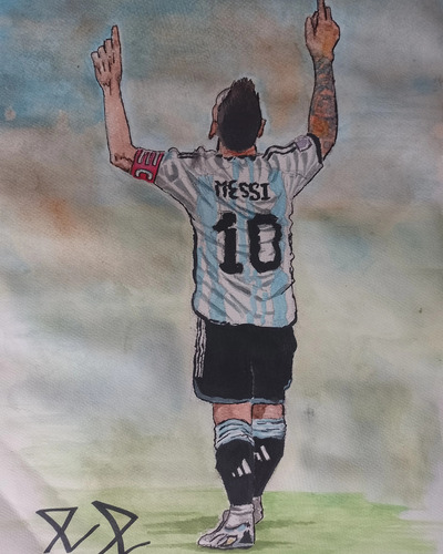Dibujo En Acuarela Messi