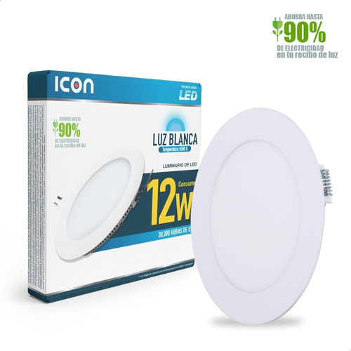 Panel Led Icon Downlight Slim 12w Luz Fría Pack De 2 Piezas Estructura Blanco