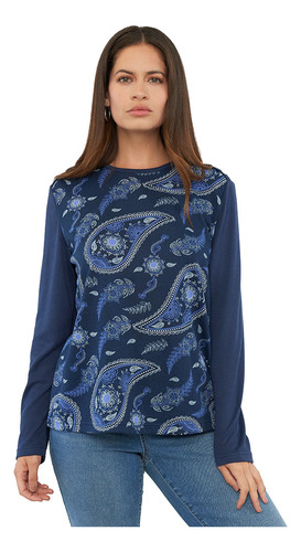 Sweater Mujer Camant Navy Print Corona