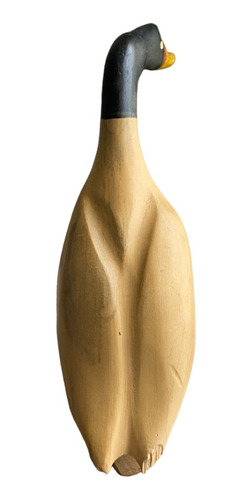 Figura Decorativa Cisne Marrón Tallado A Mano En Madera (Usado)