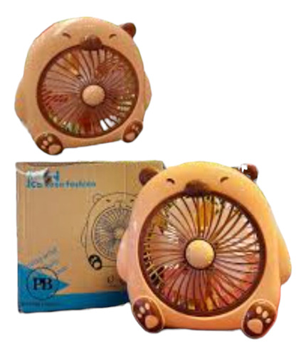 Ventilador Escritorio Kawaii 28cm 28 Cm 50 Marrón Blanco Plástico 3