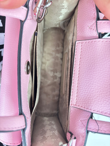 Crossbody Karl Lagerfeld Mini Con Monedero Rosa Claro Lisa Níquel Negro/blanco