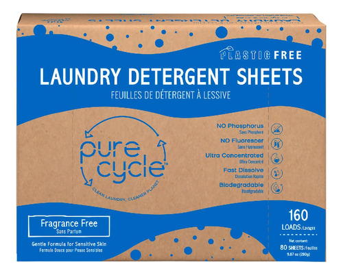 World Amenities Pure Cycle - Hojas De Detergente Para Ropa 