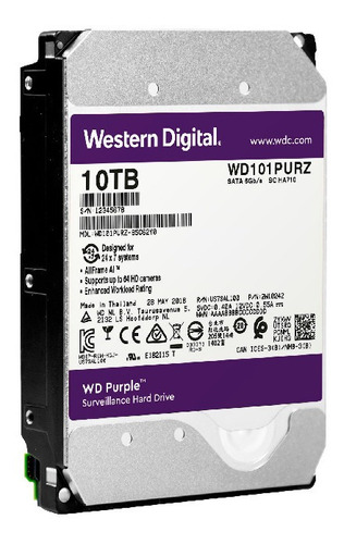 Disco Duro Wd Hdd Purple 10tb Surveillance 256mb 7200rpm