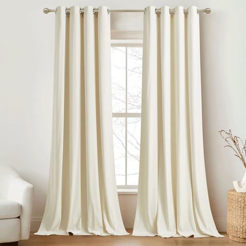 Ryb Home Cortinas De Terciopelo Blanco De 84 Pulgadas, Corti