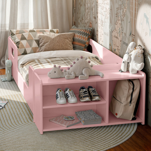 Cama Infantil Aconchego Com Sapateira E Colchão Cor Rosa