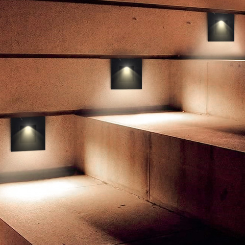 Imagen 5 de 5 de Lámpara De Cortesía Led Interior Negra 3w Luz Cálida
