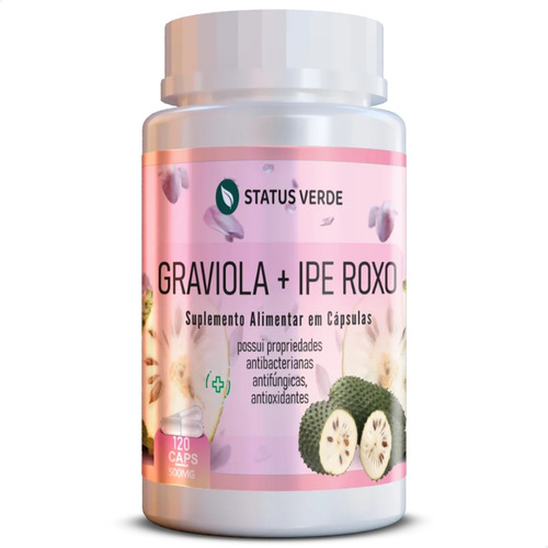 Graviola + Ipê Roxo 100% Natural 120 Cáps - Status Verde Sabor