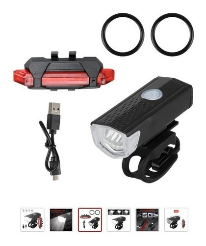 Pack Luz Bicicleta Delantera Y Trasera Recargable Por Usb