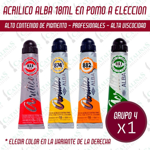 Acrilico Profesional Alba Pomo Grupo 4  X 18ml Microcentro