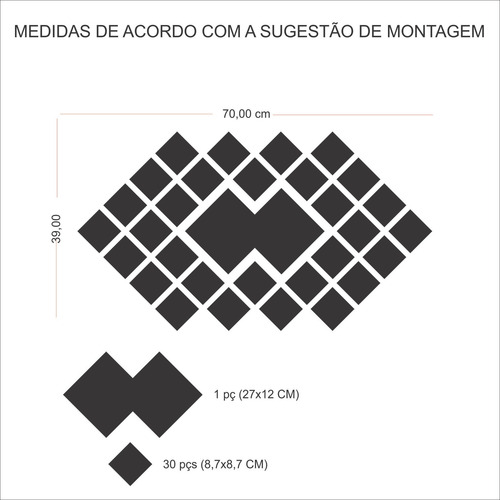 Imagem 2 de 9 de Espelho Decorativo Acrílico Enfeite Losangulo 39x70 Cm 38193