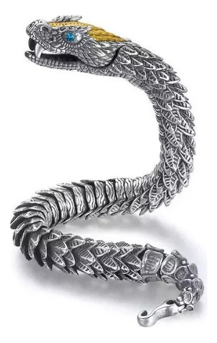 Pulsera De Serpiente Real Hecha A Mano De Plata 925 Con Perl