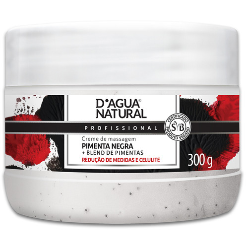 Creme Massagem Pimenta Negra Reduz Medida Dagua Natural 300g